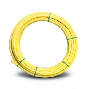 لفة أنابيب HDPE المنى ضغط 8 بار PE 80 قطر خارجي 75 مم سمك 6.8 مم لون أصفر