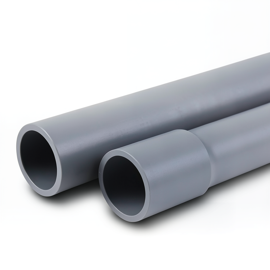مواسير UPVC ضغط اسمي 6 بار قطر خارجي 630 مم سمك 18.40 مم لون رمادي
