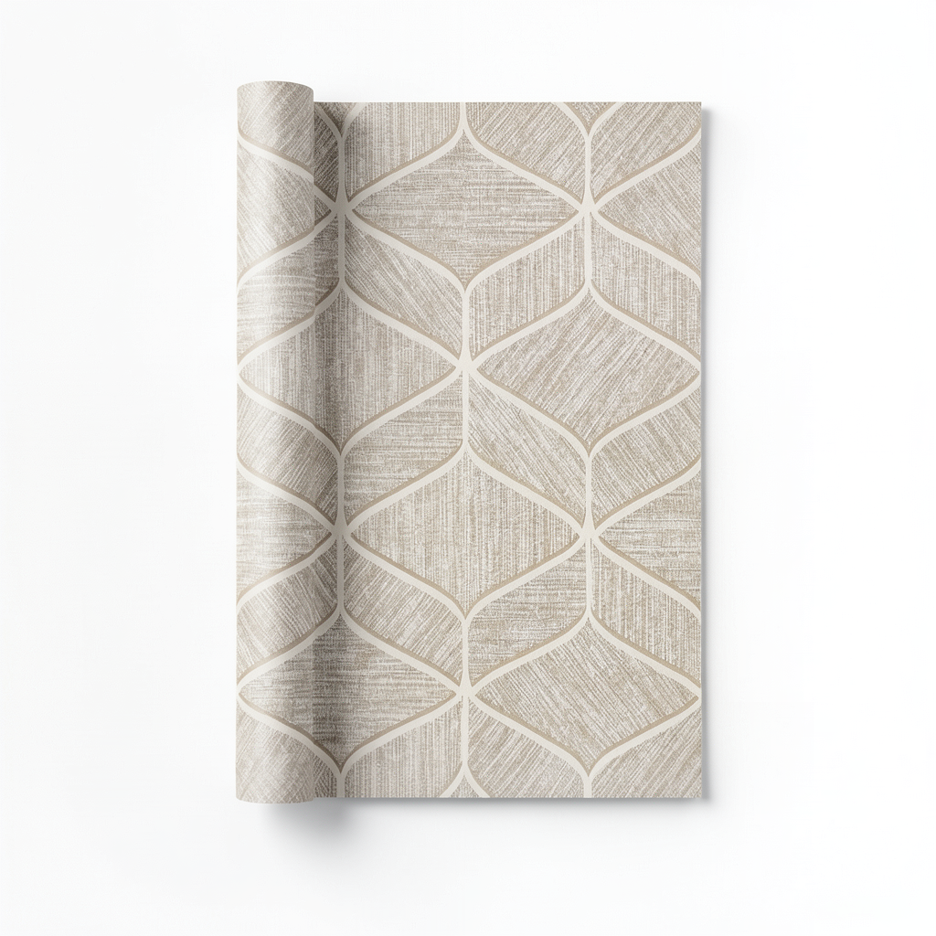 Italian Wallpaper Geometric Design 10m x 0.53m Beige