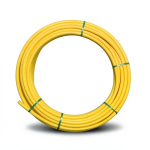 لفة أنابيب HDPE المنى ضغط 8 بار PE 80، قطر خارجي 140 مم، سماكة 12.7 مم، لون أصفر