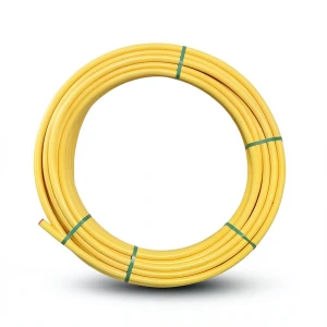 لفة أنابيب HDPE ضغط اسمي 4.8 بار PE 80، قطر 20 مم، سماكة 2.3 مم، أصفر