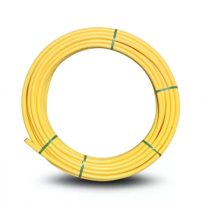 لفة أنابيب HDPE ضغط 4.8 بار PE 80 قطر خارجي 25 مم سمك 2.3 مم لون أصفر