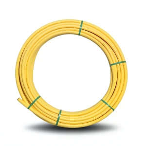 لفة أنابيب HDPE المنى ضغط 8 بار PE 80 قطر خارجي 75 مم سمك 6.8 مم لون أصفر