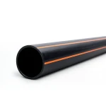 HDPE Pipe Pressure 10 Bar PE 100 Size 180 mm Thickness 16.4 mm Black with Orange Stripes