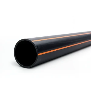 HDPE Pipe Pressure 10 Bar PE 100 Size 180 mm Thickness 16.4 mm Black with Orange Stripes