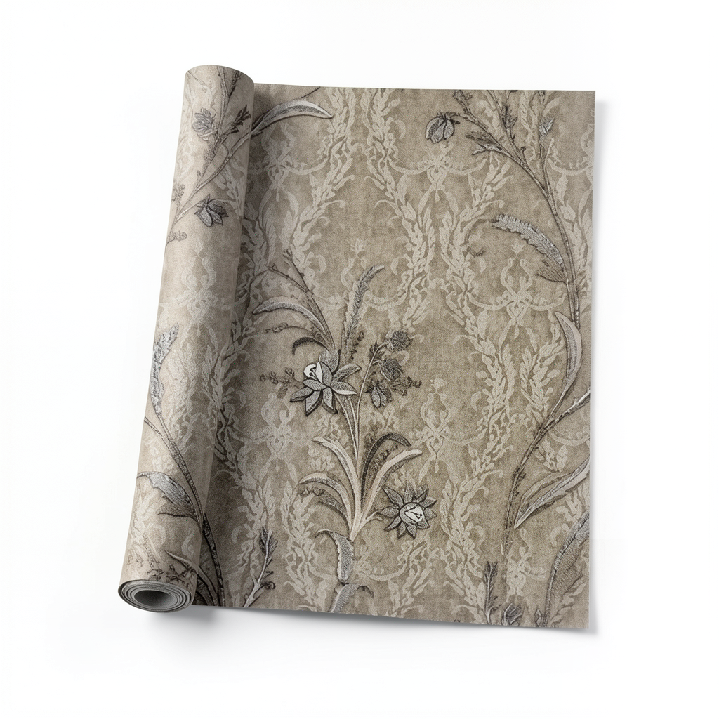 Floral Wall Covering Dark Beige 10m x 1.06m, Model 44420