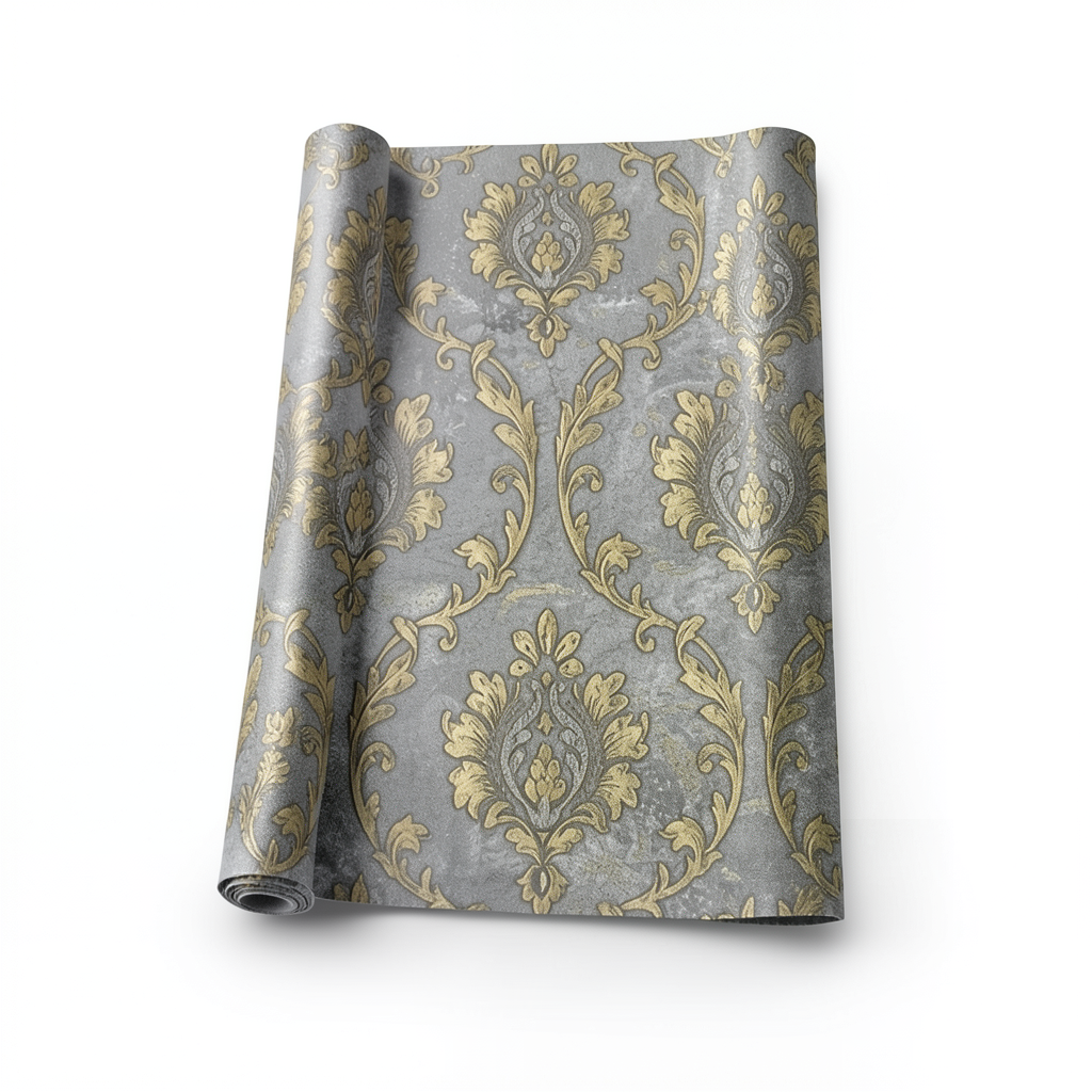 Classic Wallpaper Gray and Gold, 10m x 1.06m, Model 83652