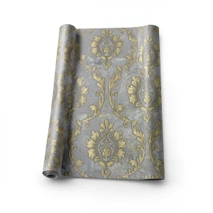 Classic Wallpaper Gray and Gold, 10m x 1.06m, Model 83652