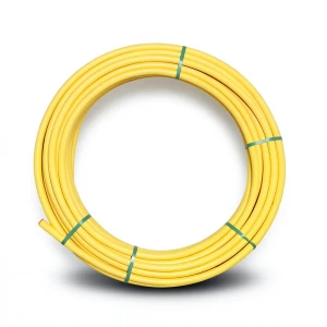 لفة أنابيب HDPE ضغط اسمي 4.8 بار PE 80 قطر خارجي 90 مم سماكة 5.2 مم لون أصفر