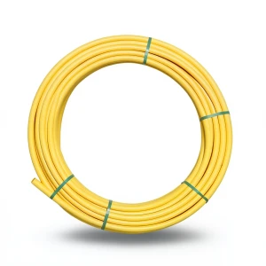 لفة أنابيب HDPE ضغط اسمي 4.8 بار PE 80، قطر 20 مم، سماكة 2.3 مم، أصفر