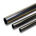 أنابيب HDPE ضغط 8 بار PE 80 قطر خارجي 200 مم سماكة 18.2 مم أسود مع خطوط صفراء