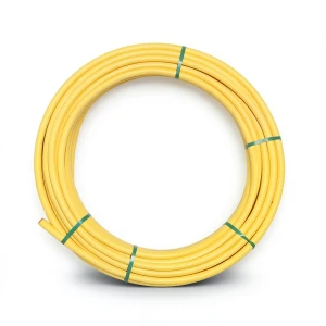 لفة أنابيب HDPE ضغط اسمي 4.8 بار PE 80 قطر خارجي 90 مم سماكة 5.2 مم لون أصفر