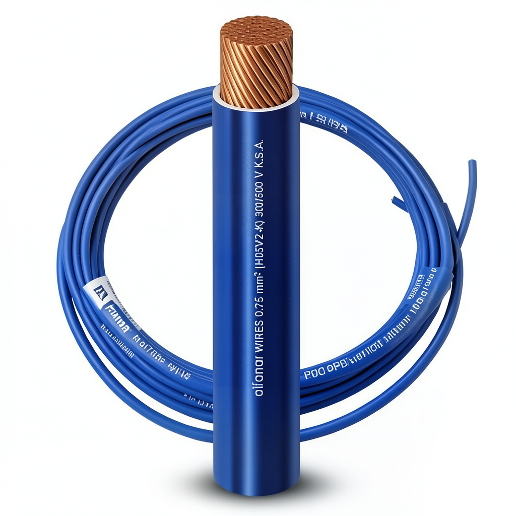 لفة سلك كهرباء نحاس مرن مفرد 2.5 mm2 450/750 فولت، عزل PVC، أزرق | شركة الفنار