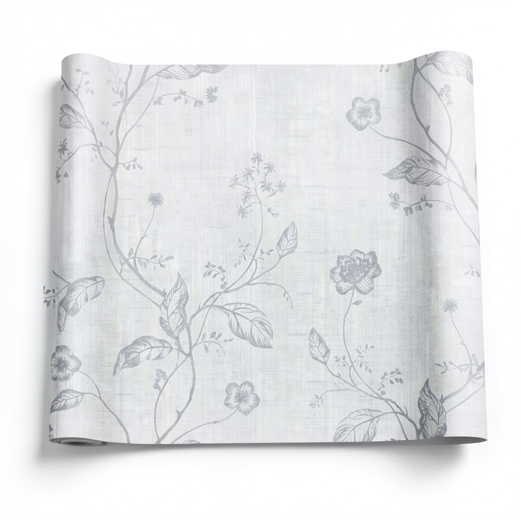 Wall Decoration Floral Design 10m x 1.06m Light Gray, Model 44440