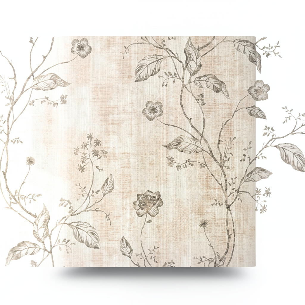 Italian Wallpaper Floral Design 10m x 1.06m, Beige