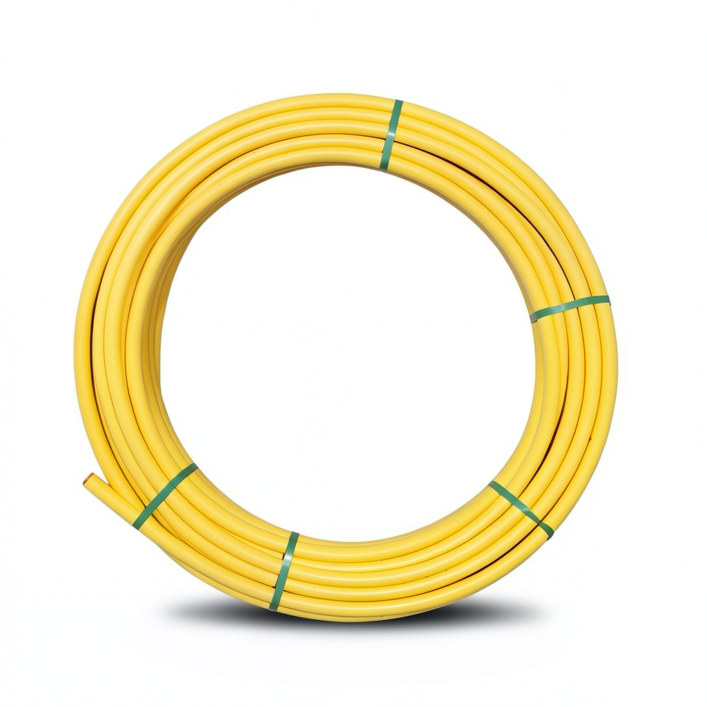 HDPE Plastic Coil Pipe Nominal Pressure 4.8 Bar PE 80 Outside Diameter 125 mm Thickness 7.1 mm Yellow