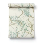 Italian Wallpaper Leaf-Patterned Design 10mx1.06m Light Beige