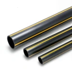 مواسير HDPE ضغط 8 بار PE 80 قطر خارجي 280 مم سمك 25.4 مم أسود مع خطوط صفراء