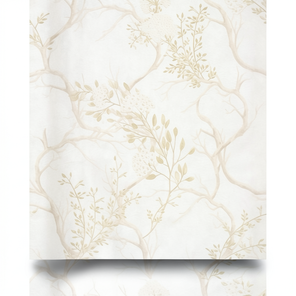 Italian Wallpaper Leaf-Patterned Design 10mx1.06m Light Beige