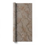 Italian Wallpaper Leaf-Patterned Design Brown Color, Size 10m x 1.06m