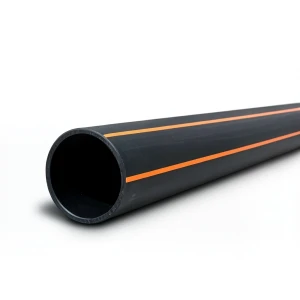 HDPE Plastic Pipe PN 6 Bar PE 100 OD 500 mm Thickness 28.4 mm Black with Orange Stripes