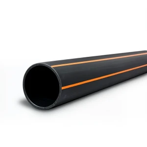 أنبوب بلاستيكي HDPE ضغط 6 بار PE 100 قطر خارجي 560 مم سمك 31.9 مم أسود مع خطوط برتقالية