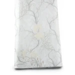 Italian Wallpaper Leaf-Patterned Design, Size 10mx1.06m, Pale Gray