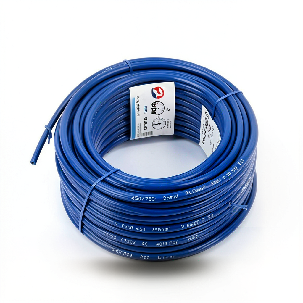 لفة سلك كهرباء نحاس مرن مفرد 25 مم2 450/750 فولت، عزل PVC أزرق | شركة الفنار