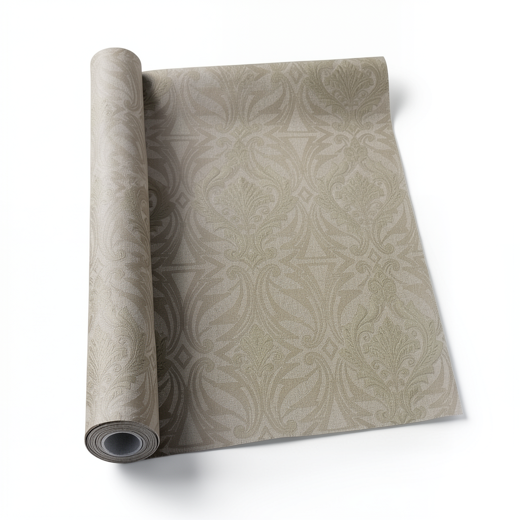 Italian Wallpaper Dark Beige Color Classic Design, Size 10m x 1.06m