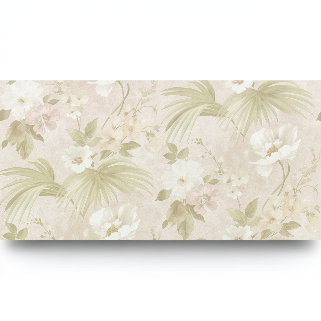 Italian Wall Decoration Floral Wallpaper 10m x 0.53m Light Beige