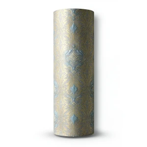 Italian Wallpaper Gold With Blue Color Classic Design, Size 10m x 1.06m