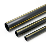 أنابيب بلاستيك HDPE ضغط اسمي 8 بار PE 80 قطر خارجي 630 مم سماكة 57.3 مم أسود مع خطوط صفراء