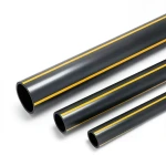 مواسير بلاستيك HDPE ضغط 4.8 بار PE 80 قطر خارجي 560 مم سماكة 31.9 مم أسود مع خطوط صفراء