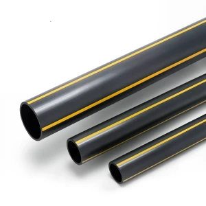 HDPE Polyethylene Pipe PN 8 Bar PE 80 Outer Diameter 355 mm Thickness 32.2 mm Black with Yellow Stripes