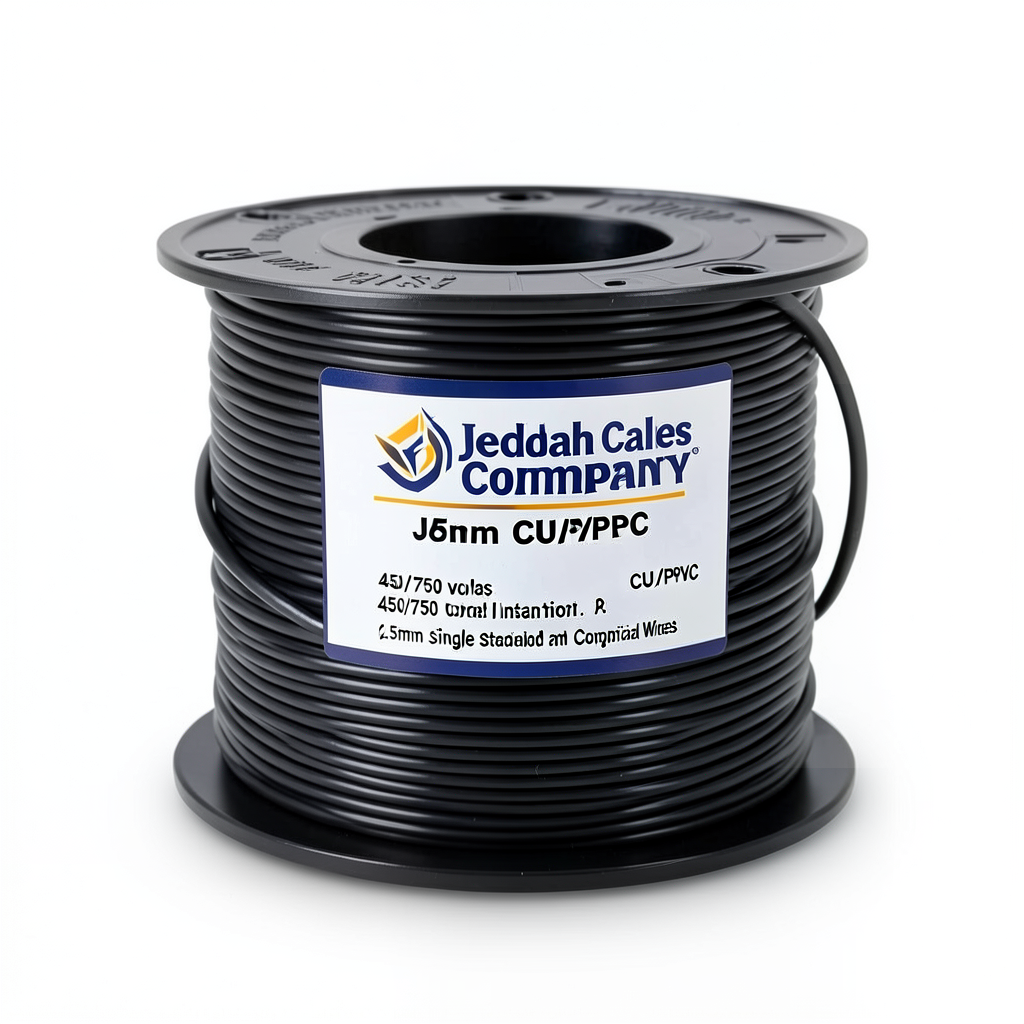 2.5mm Single Core Stranded Electrical Wire CU/PVC, 450/750 volts, Black | Jeddah Cables Company