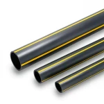 مواسير بلاستيك HDPE ضغط 4.8 بار PE 80 قطر خارجي 560 مم سماكة 31.9 مم أسود مع خطوط صفراء
