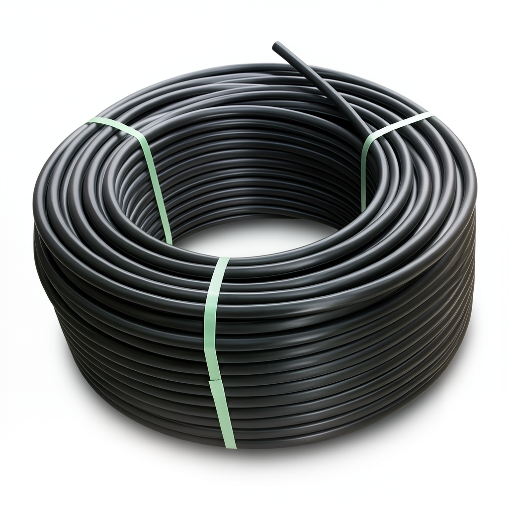 لفة أنابيب HDPE ضغط اسمي 5 بار PE 80 قطر خارجي 110 مم SDR 26 لون أسود
