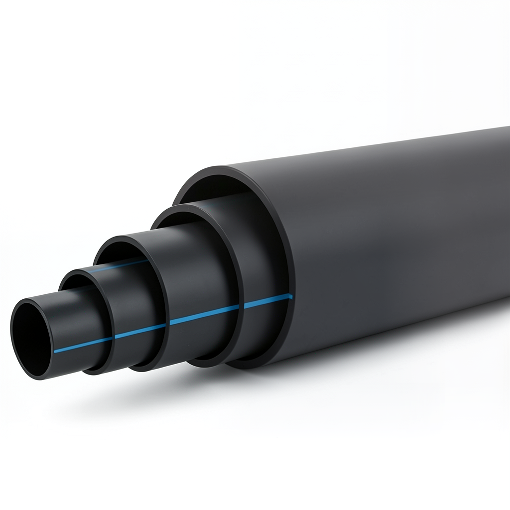 مواسير HDPE ضغط 16 بار PE 80 قطر خارجي 450 مم SDR 9 لون أسود