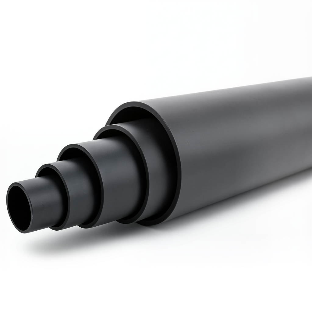 أنابيب HDPE ضغط 12.5 بار PE 80 قطر خارجي 200 مم SDR 11 لون أسود