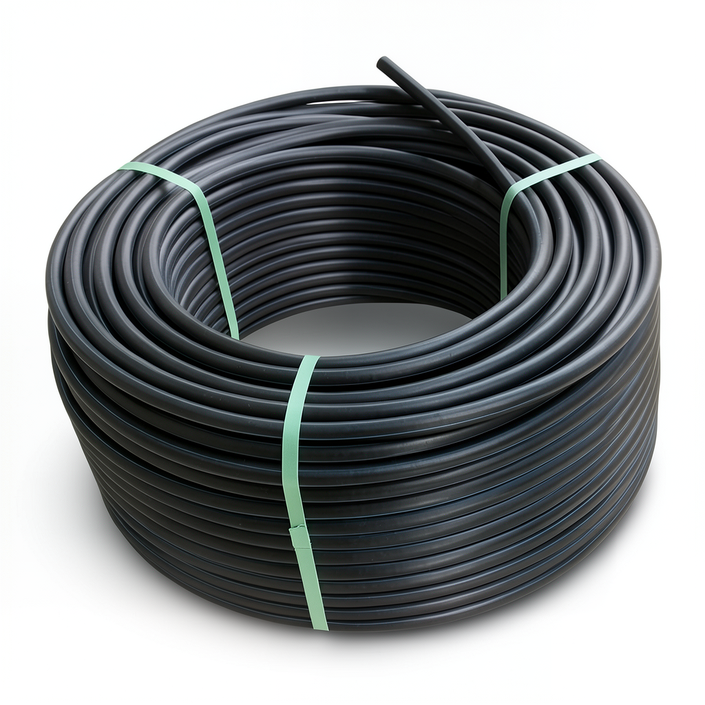 لفة أنابيب HDPE ضغط اسمي 8 بار PE 80 قطر خارجي 50 مم SDR 17 لون أسود