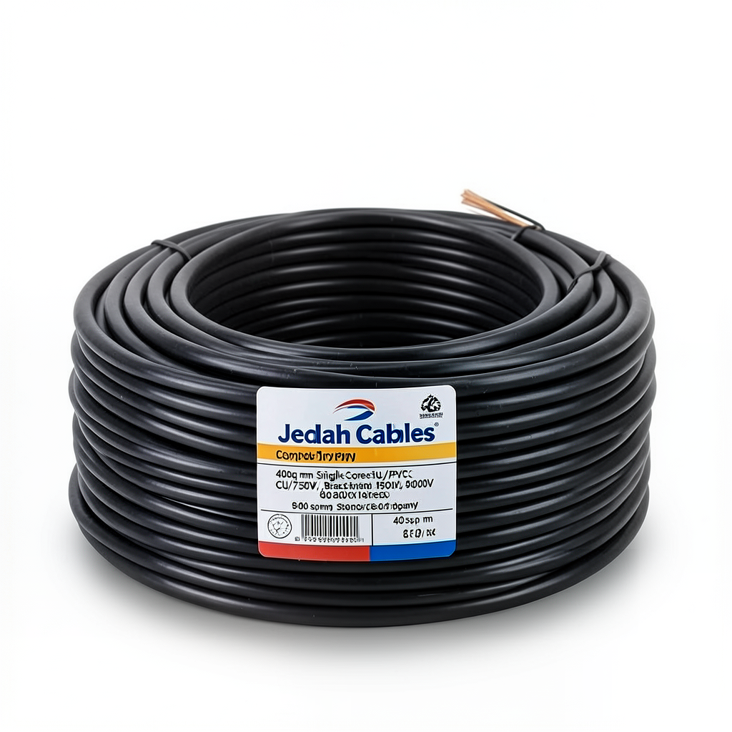 400sq mm Single Core Stranded Wire CU/PVC, 450/750V, Black Color | Jeddah Cables Company