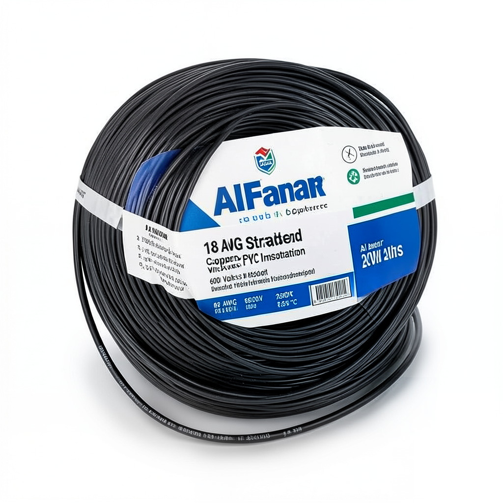 18 AWG Stranded Copper AWM Wire 600 Volts PVC Insulation Black 2500ft | Al Fanar