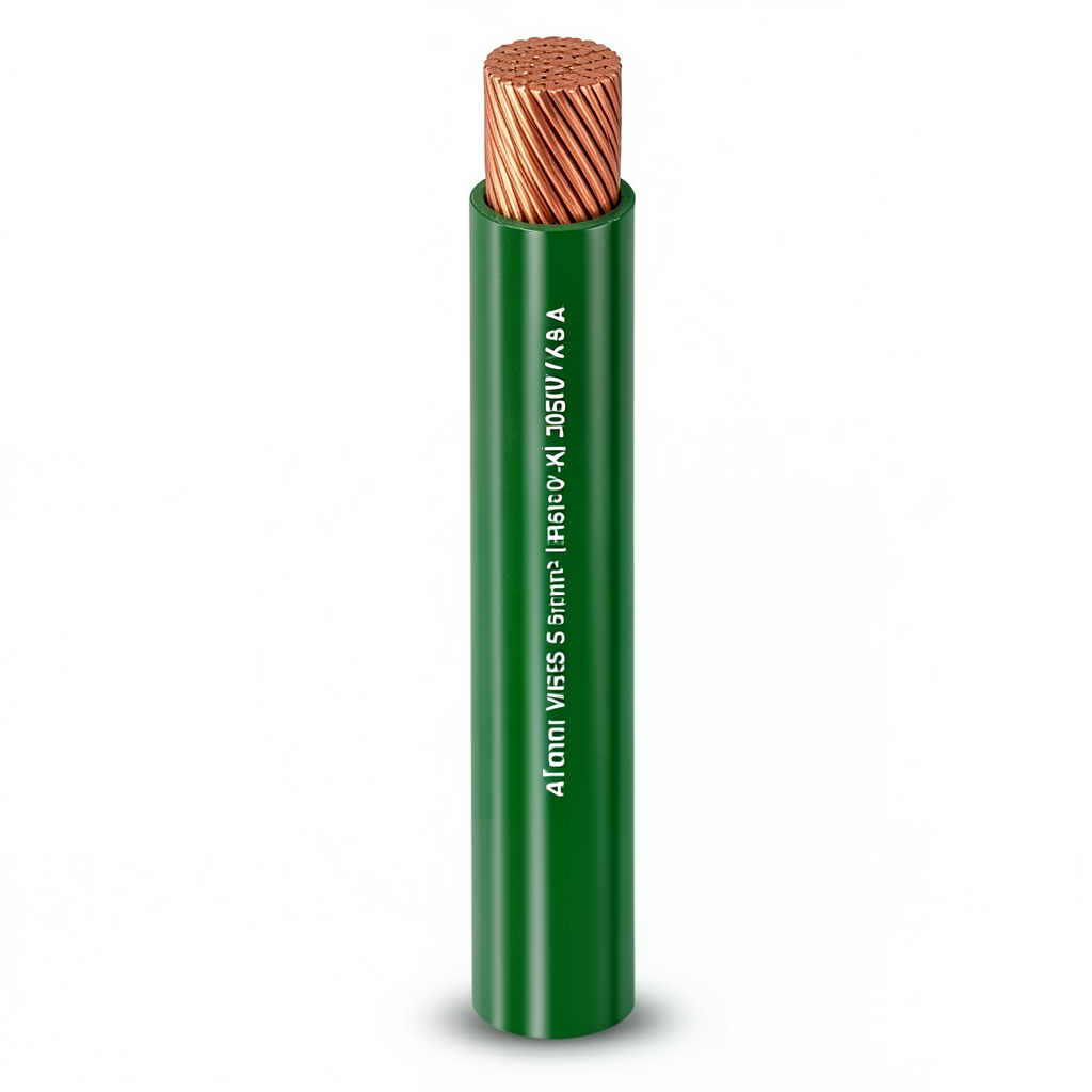 سلك نحاس مفرد مرن عازل PVC، مقاس 4 mm2، 450/750 فولت، أخضر | شركة الفنار