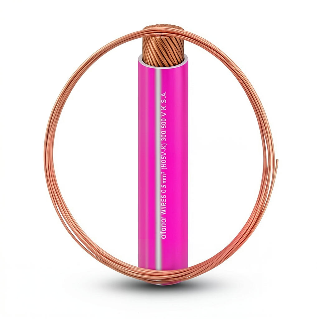 0.75mm Copper Flexible Wire 300/500 volts, Heat Resistant PVC Insulation 0.6mm Thick | Al Fanar