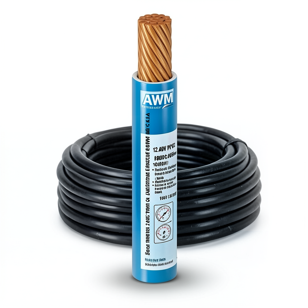 لفة سلك كهرباء AWM نحاس مجدول 12 AWG 600 فولت معزول PVC أسود 2500 قدم | شركة الفنار
