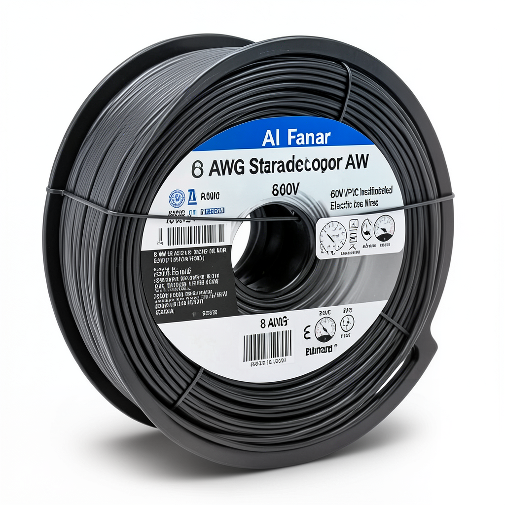 سلك كهرباء AWM نحاس مجدول 8 AWG، 600 فولت، معزول PVC، أسود، 2500 قدم | شركة الفنار