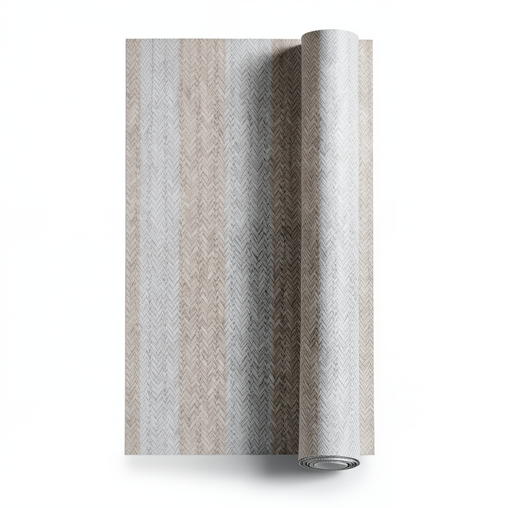 Wall Decoration Striped Design 10m x 0.53m Gray with Beige, Model 18311