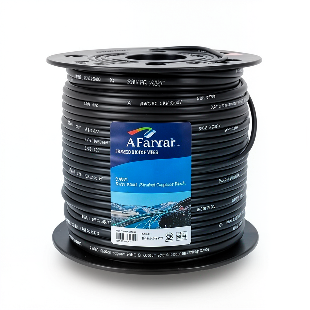 سلك كهرباء AWM نحاس مجدول 2 AWG 600 فولت معزول PVC أسود 2500 قدم | شركة الفنار