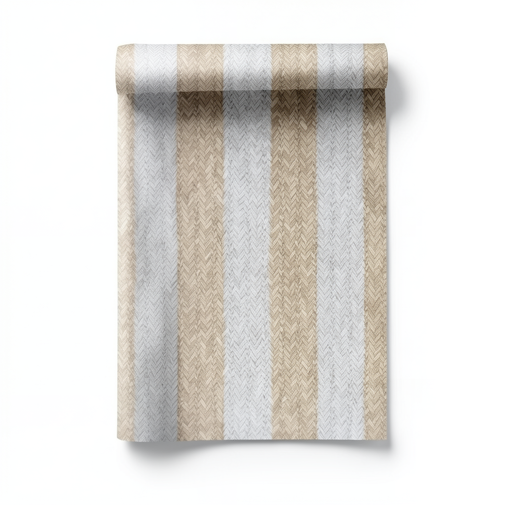 Wall Decoration Striped Design 10m x 0.53m Gray with Beige