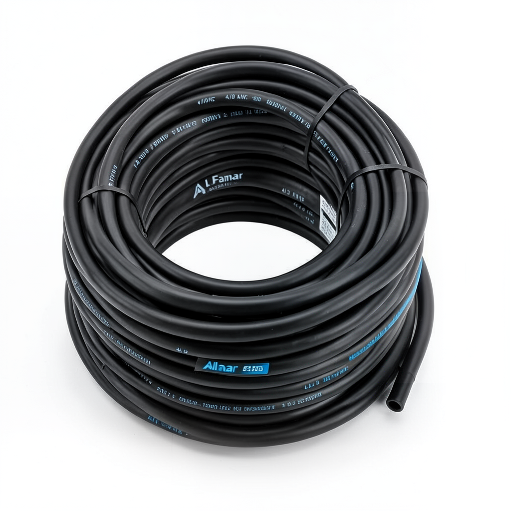 لفة سلك AWM نحاس مجدول 4/0 AWG، 600 فولت، عزل PVC، أسود، طول 2500 قدم | شركة الفنار